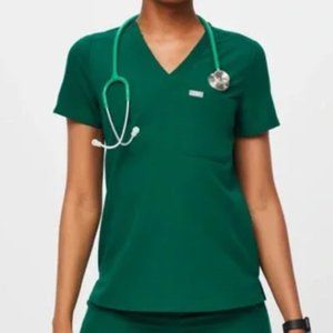 Figs Hunter Green Catarina Scrub Top Size S